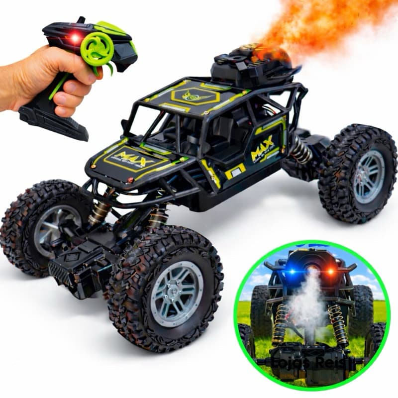 Carrinho Controle Remoto Solta Fumaça 4x4 Bateria Recarregavel Com Luz Brinquedo Infantil Metal