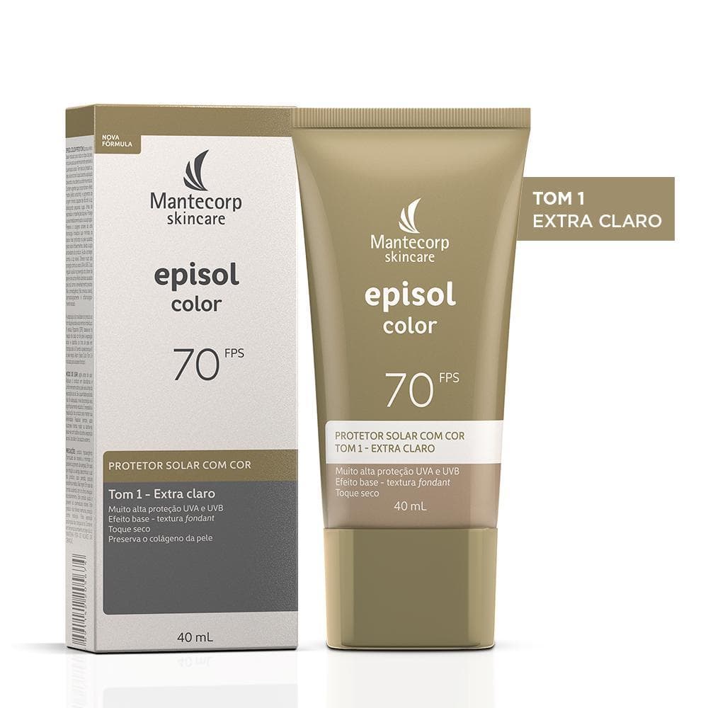 Protetor Solar Facial Episol Color Tom 1 Extra Claro FPS70 40mL