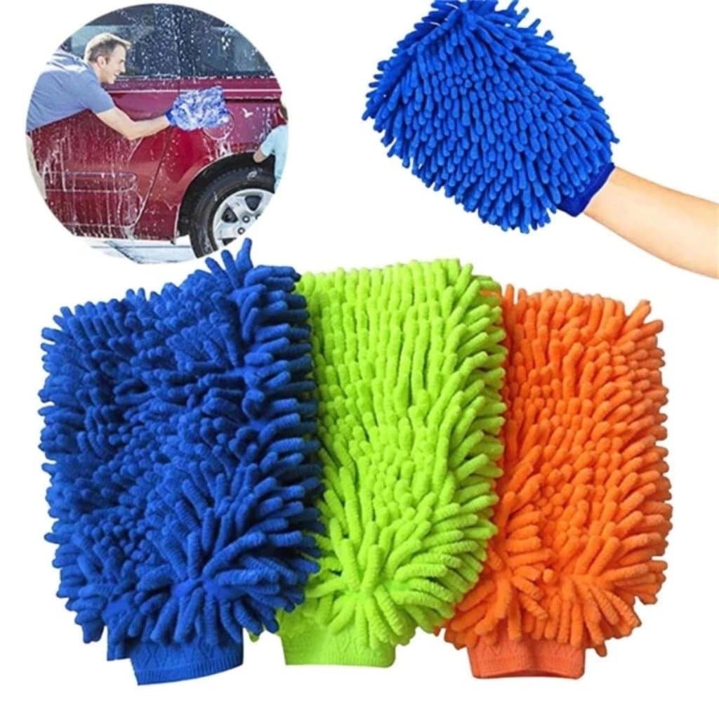 kit 2 Luva Microfibra Para Lavar Carro Limpeza Automotiva