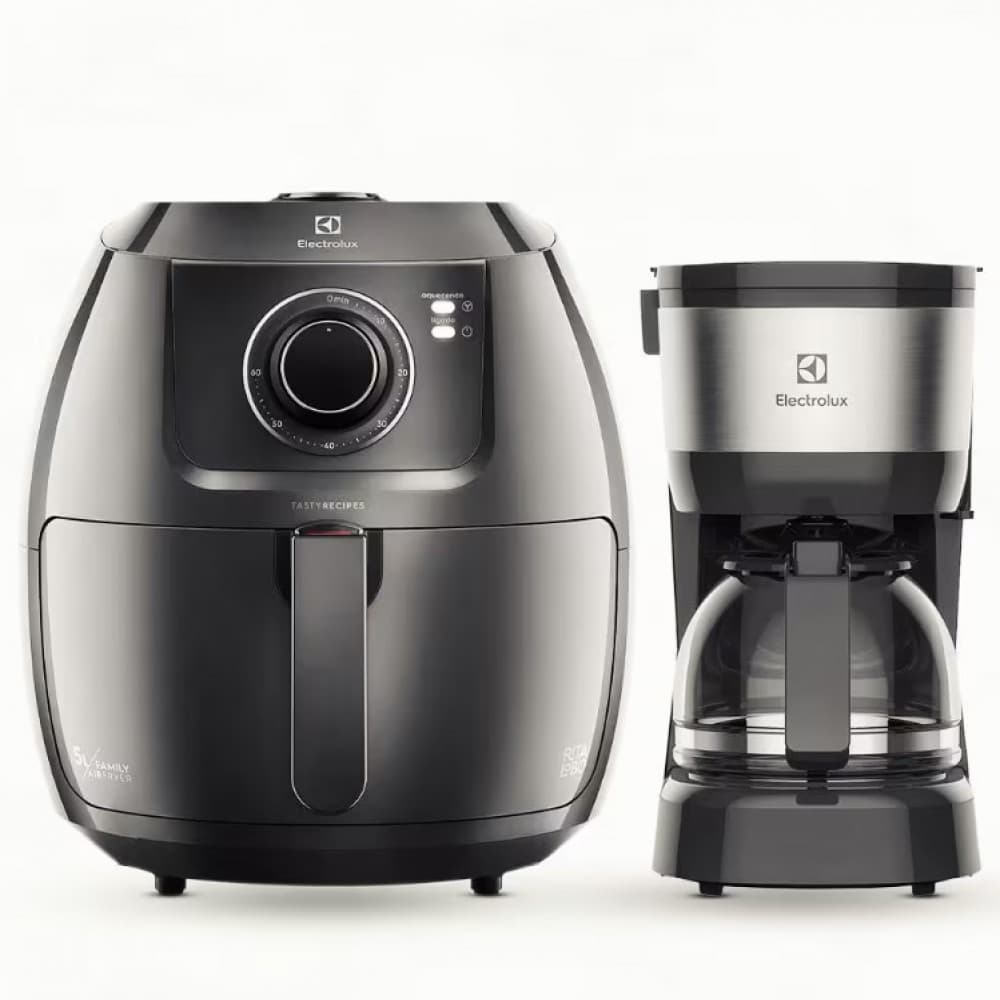 Fritadeira Elétrica Sem Óleo Air Fryer Electrolux Family EAF50 5L + Cafeteira Elétrica ECM10