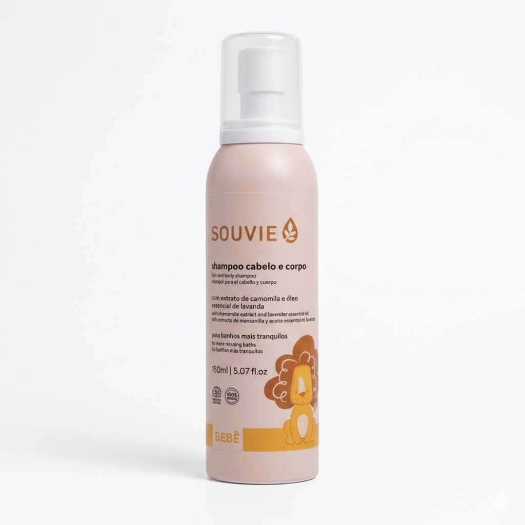 Shampoo Cabelo e Corpo Bebê Camomila e Lavanda 150ml Souvie
