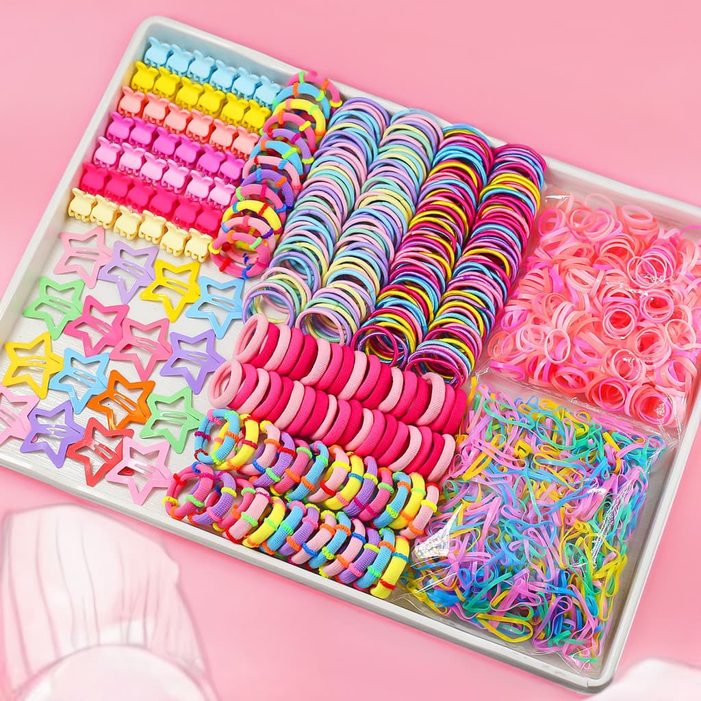 Conjunto De Gravata De Cabelo Colorida De 875/534/510/50 Peças Para Meninas | Acessórios De Arco De Unicórnio E Estrela