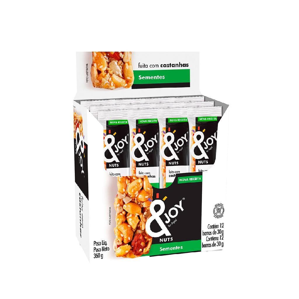 Barra de Castanhas Enjoy Nuts Sementes Caixa 12 Unidades 30g | Snack Rico em Fibras