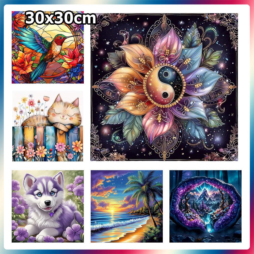 30x30cm Pintura Diamante 5D Presente para Decoração de Parede Pintura Diamante Quadrada Pintura Artesanal DIY
