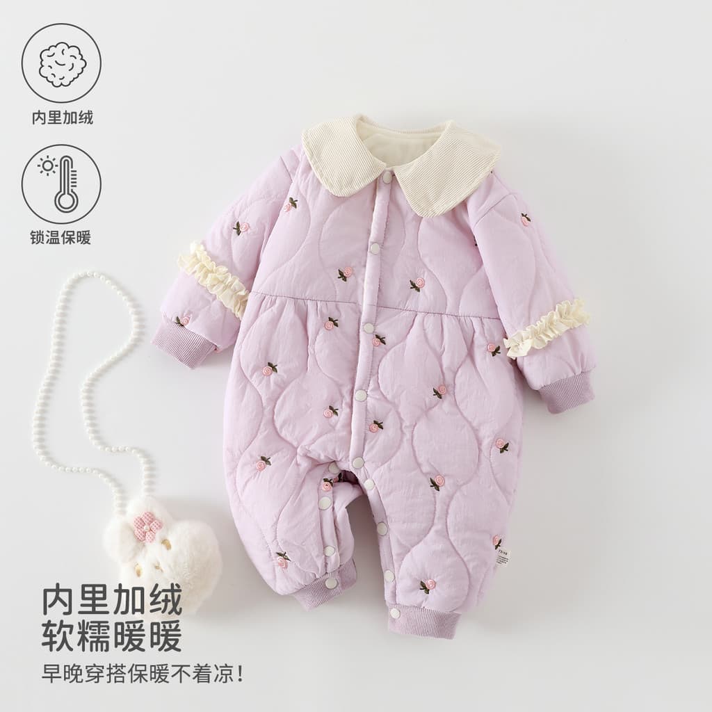 Macacão de bebê outono inverno roupas da menina do bebê engrossado quente 120g acolchoado Outing roupas de algodão Anyan