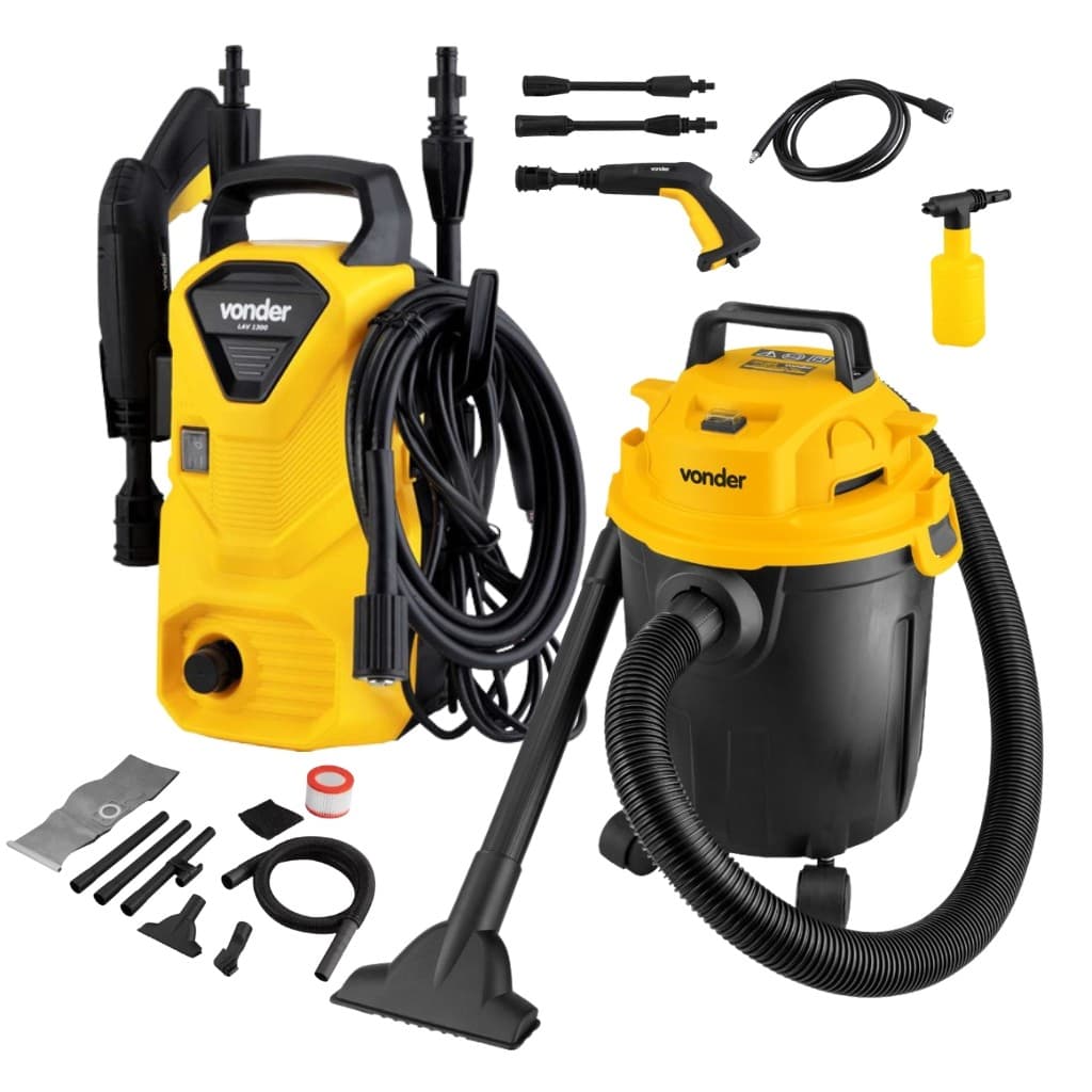 Kit Limpeza Lavadora Vonder de Alta Pressão LAV1300 com Aspirador de Pó e Água APV1010