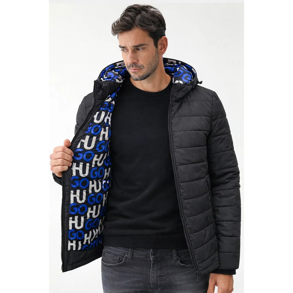 Jaqueta Masculina Puffer Bobojaco Dupla Face Forrada Premium 2 em 1 Bem Quente Frio Intenso Lados Diferente Touca Remove
