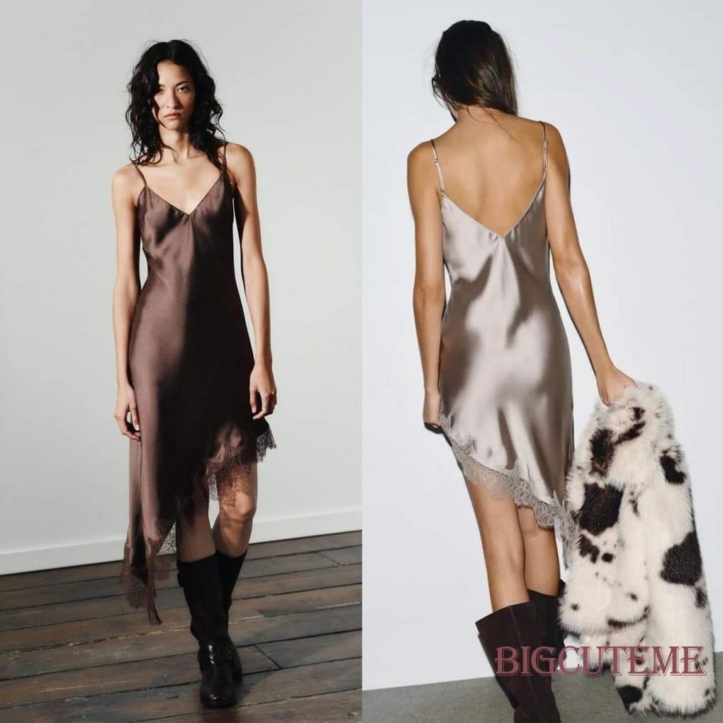 [] – Vestidos Femininos De Renda Patchwork Elegantes , Cor Sólida , Decote Em V , Sem Mangas , Alça Espaguete , Vestido 