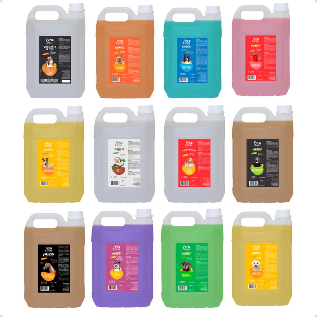 Shampoo e Condicionador 5 Litros para Cachorro, Cães e Gatos Pet Clean - Banho e Tosa | Pet Shop