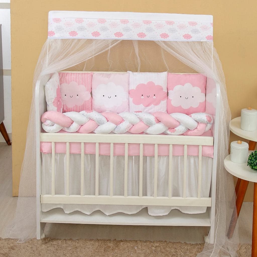 Kit Mini Berço Completo Enxoval Bebê Menina 13 peças