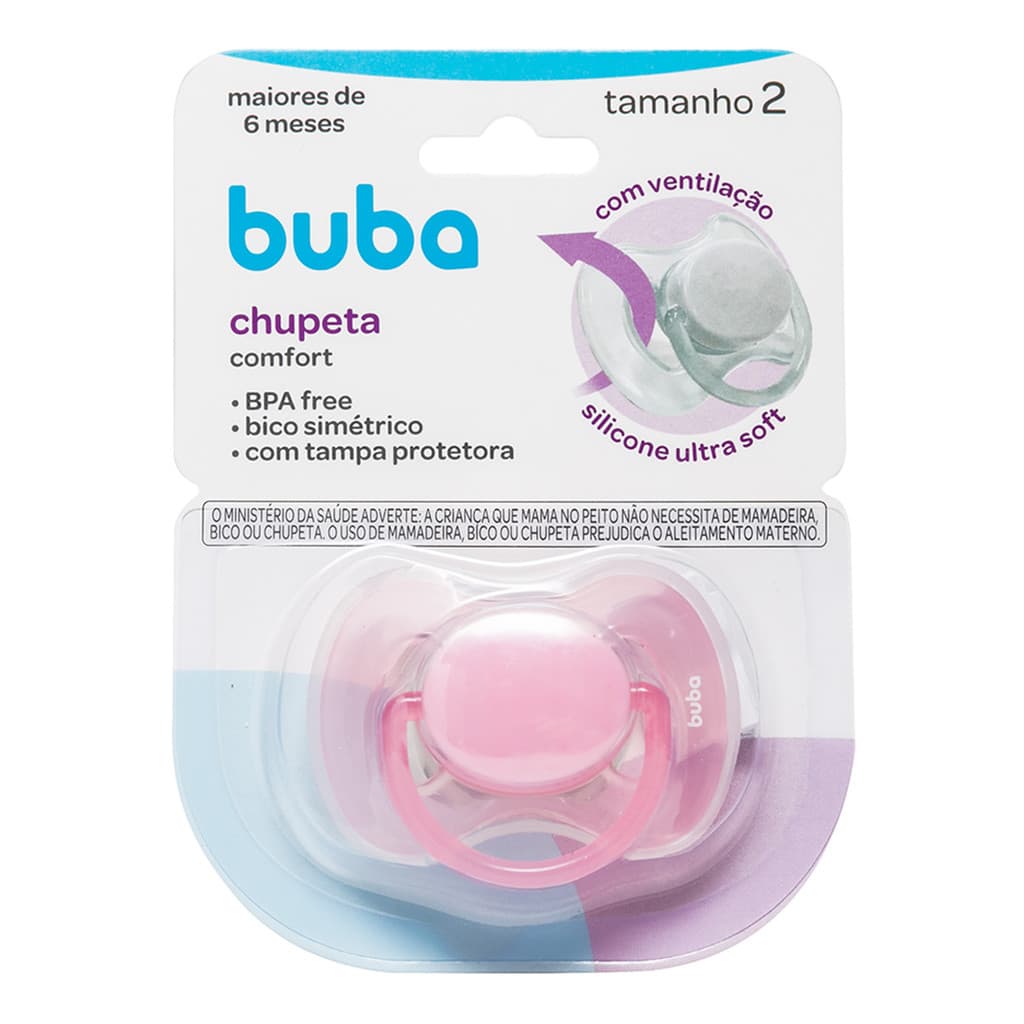 Chupeta Buba Comfort Tamanho 2 +6m Rosa