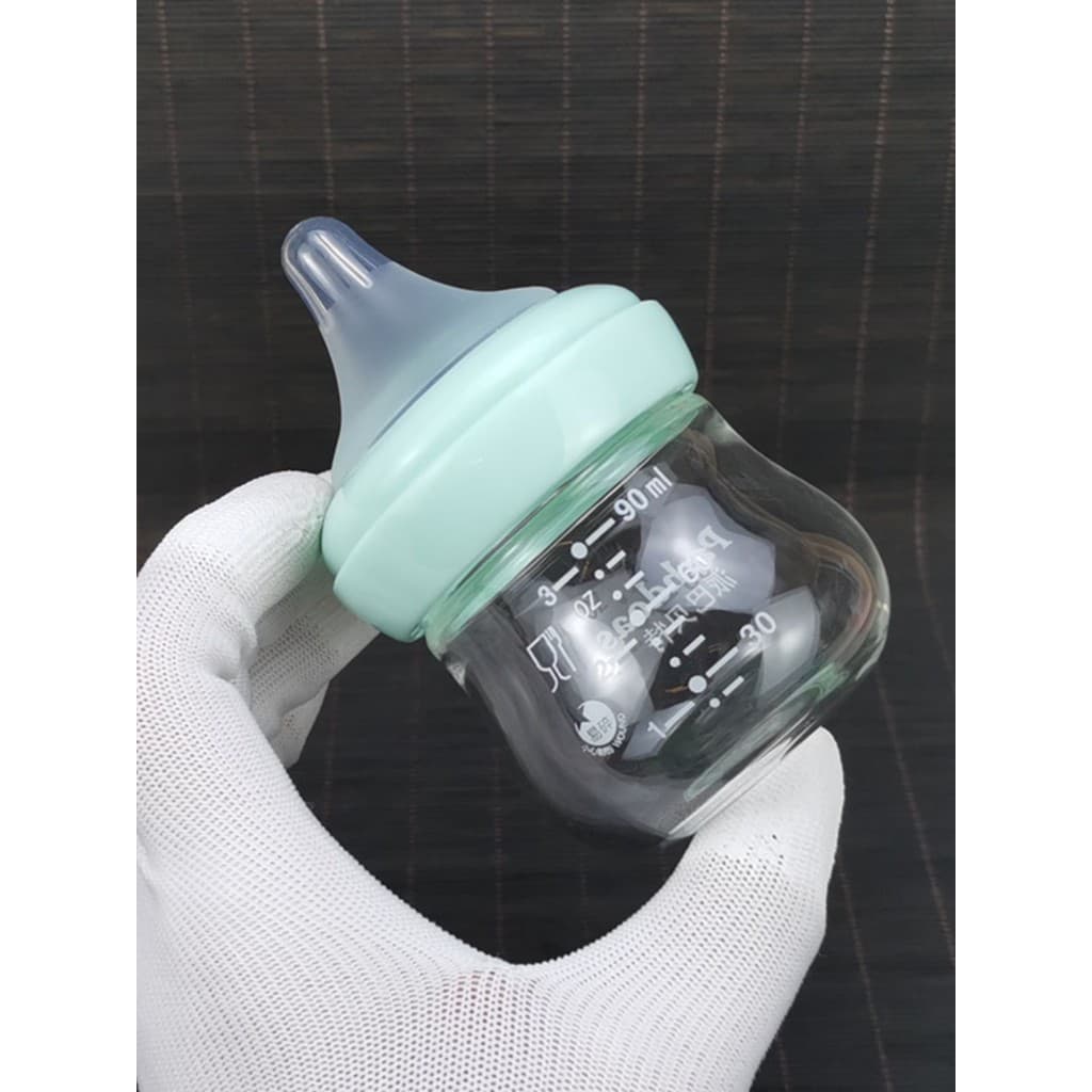 Recém-nascido 90ml confinamento bebê pequena garrafa de bebê grande calibre vidro 0-3 meses bebê anti-asfixia leite anti