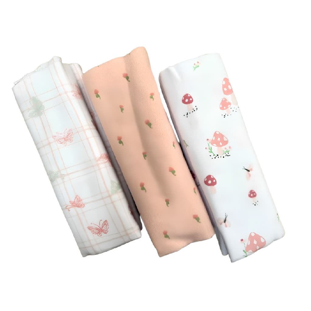 Kit Cueiro Flanelado 3 Und Infantil Bebe Crianca Feminino Enxoval Maternidade Estampado Algodao