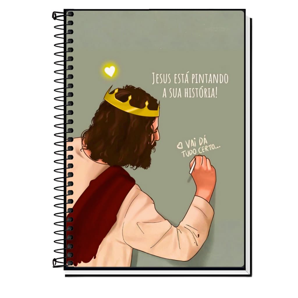 Caderno Cristão Jesus Cristo Capa Dura Espiral 1 10 ou 20 Matérias Versículos Bíblicos Escolar