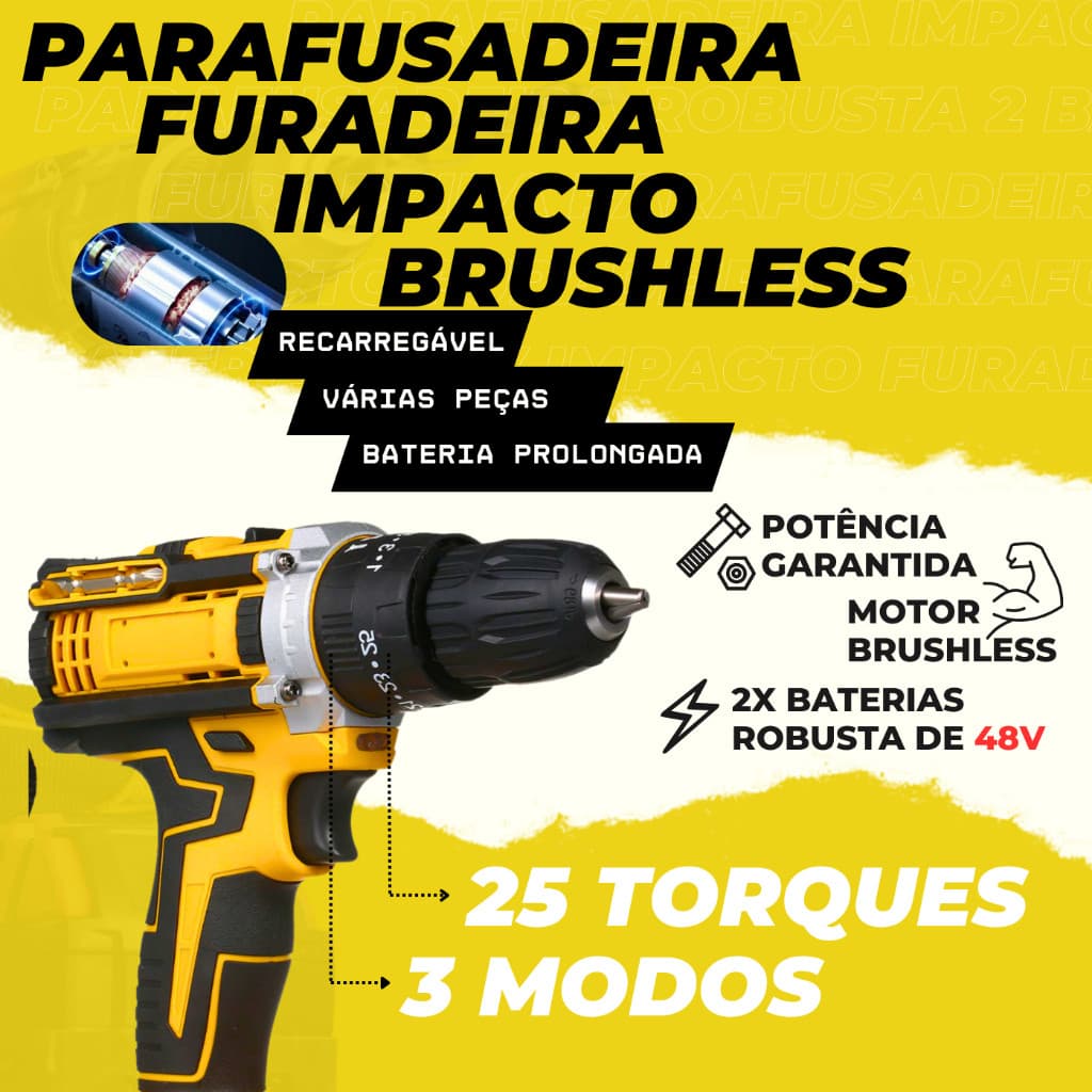 Parafusadeira Furadeira Eletrica Portatil Com Maleta Organizadora E Acessorios Soquetes Bits Furadeira Sem Fio SP