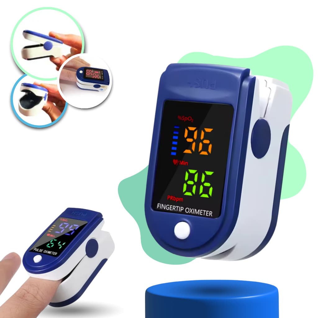 Oxímetro Digital de Dedo para Monitoramento de Saturação de Oxigênio no Sangue e Batimentos Saúde Portátil