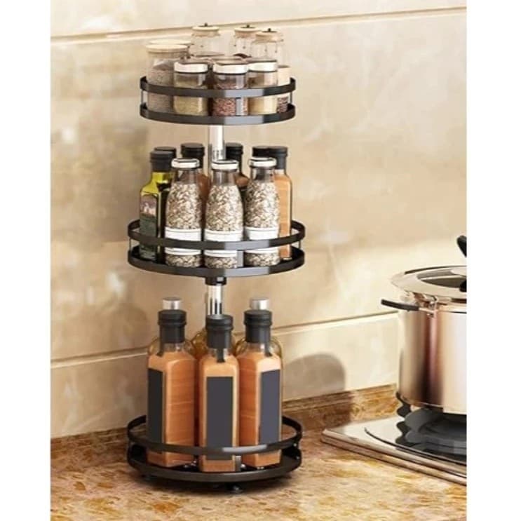 Suporte Organizador Temperos Condimentos Rack Giratório Estante Prateleira Cozinha Banheiro Multiuso