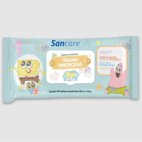 Sanfarma Toalhas Umedecidas Bob Esponja 90 Unidades