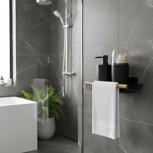 Prateleira Parede Banheiro Lavabo Suporte Porta Shampoo Sabonete Toalha Multiuso Cor Preto Arthi Eco Design