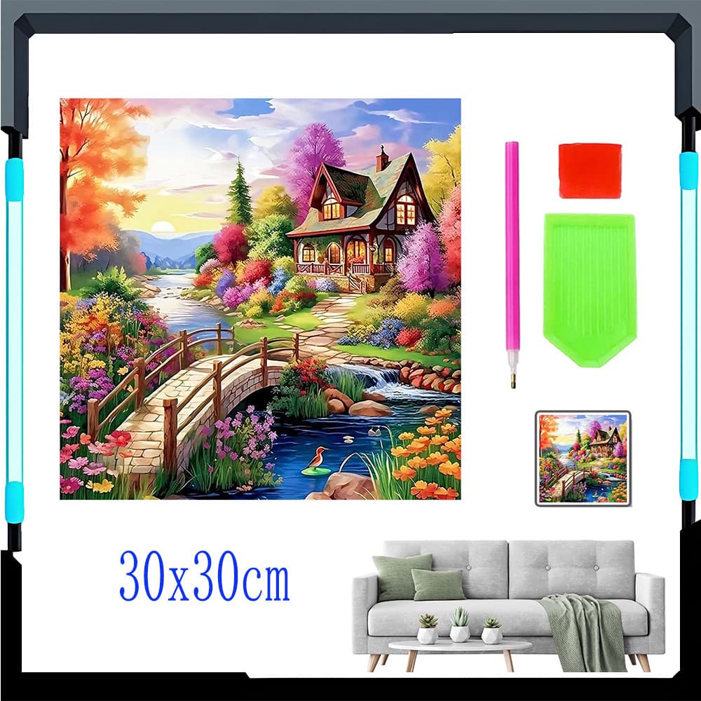 Conjunto de pintura diamante 5D A casa na floresta para decoração Pintura diamante