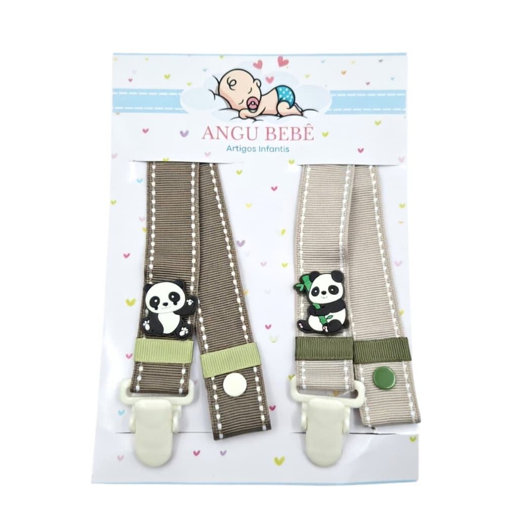 Kit com 2 Prendedor de Chupeta Urso Bebê Clip Porta Chupeta Segurança Enxoval Infantil Angu Bebê