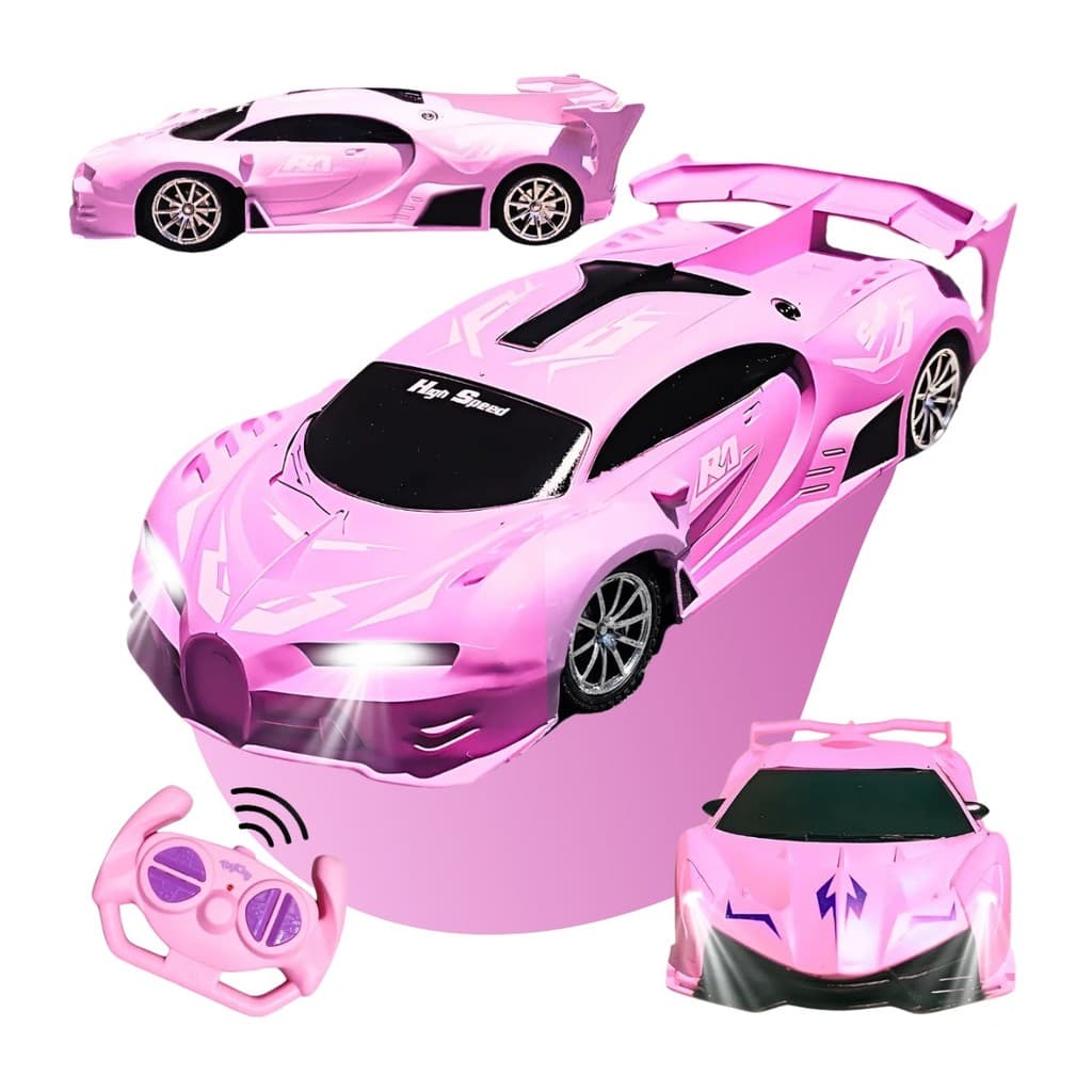 Carrinho De Controle Remoto Drift Brinquedo Corrida Veloz Com Luz Recarregavel Rosa Menina Kizumba