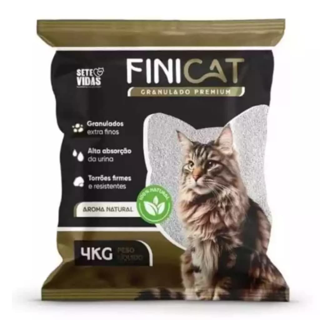 Kit 5un. Areia Sanitária Higiênica Para Gatos Anti Odor FiniCat 20kg Total ou 4kg