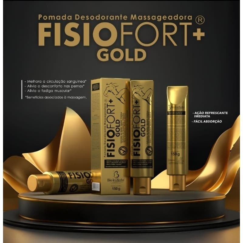 Kit Com 3 ou 6 Pomadas Fisiofort+ Gold 150g Bio Instinto Massageadora Para Dor Muscular Original