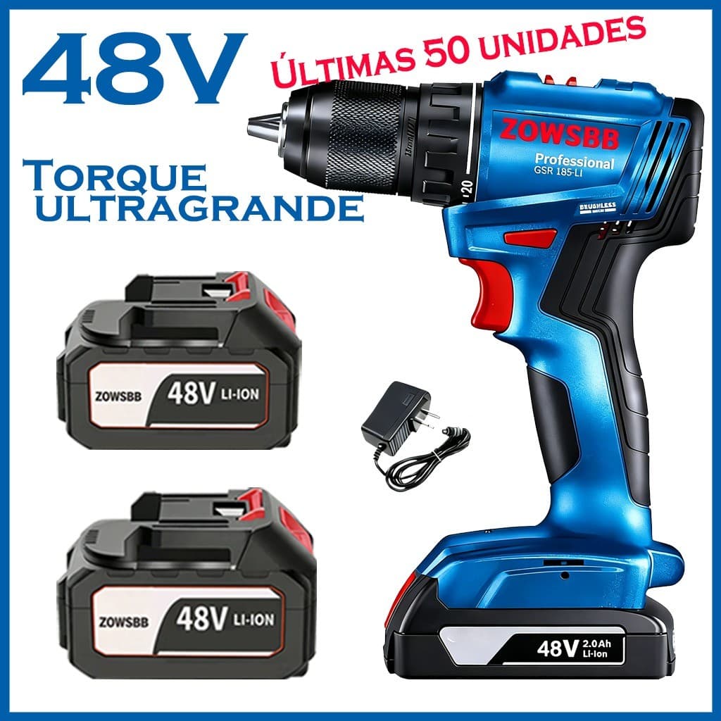 Furadeira parafusadeira 48V furadeira de impacto 2 Baterias ZOWSBB GSB 6-115 elétrica
