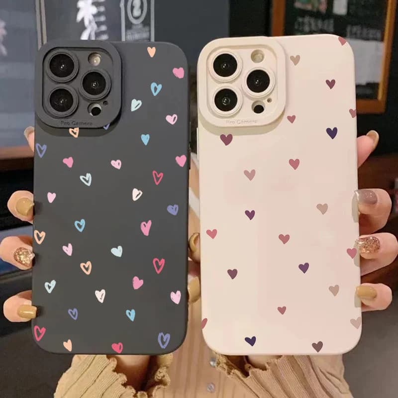 Colorido Pequeno Amor Capinha Capa De Silicone Para IPhone 7 8 X Xs XR 11 12 13 14 15 16 17 Ar Plus Pro Max Caso Normal