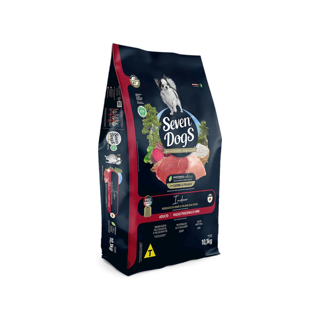 RAÇÃO SEVEN DOGS ADULTO PEQUENO E MINI CARNE E FRANGO 10,1KG