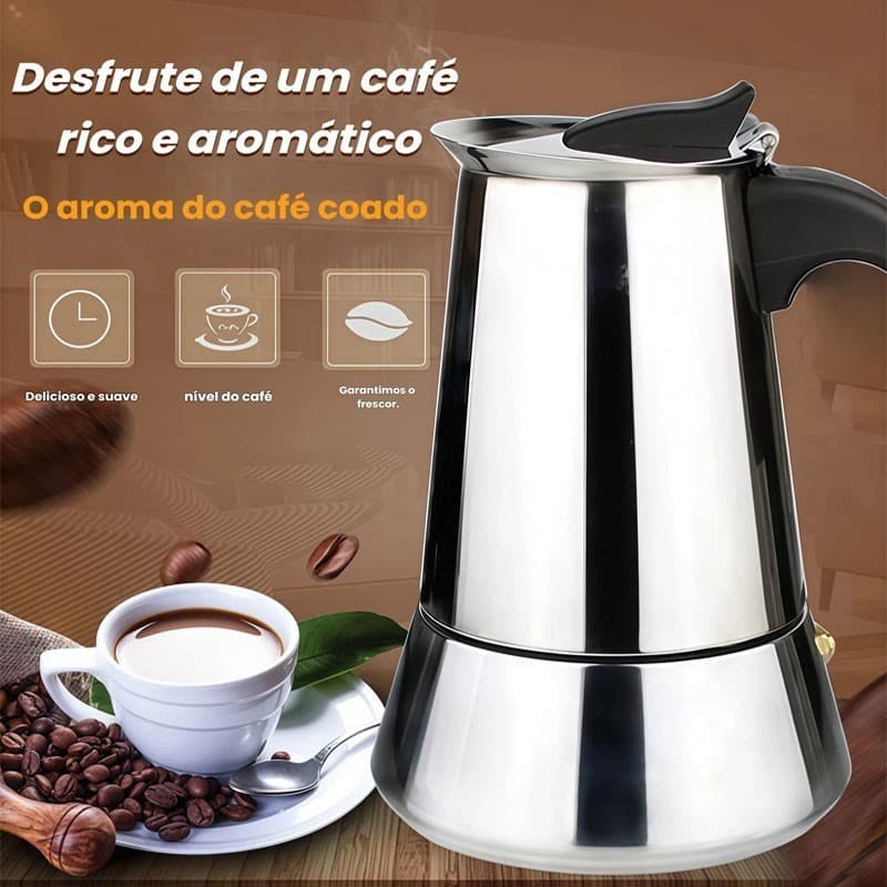 Cafeteira Italiana Moka Inox – 4/6/9 Xícaras, Café Expresso Perfeito | Tradição e Qualidade