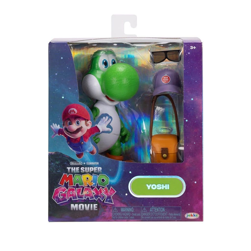 Boneca Articulada Yoshi De 12cm Com Varinha - Super Mario Filme