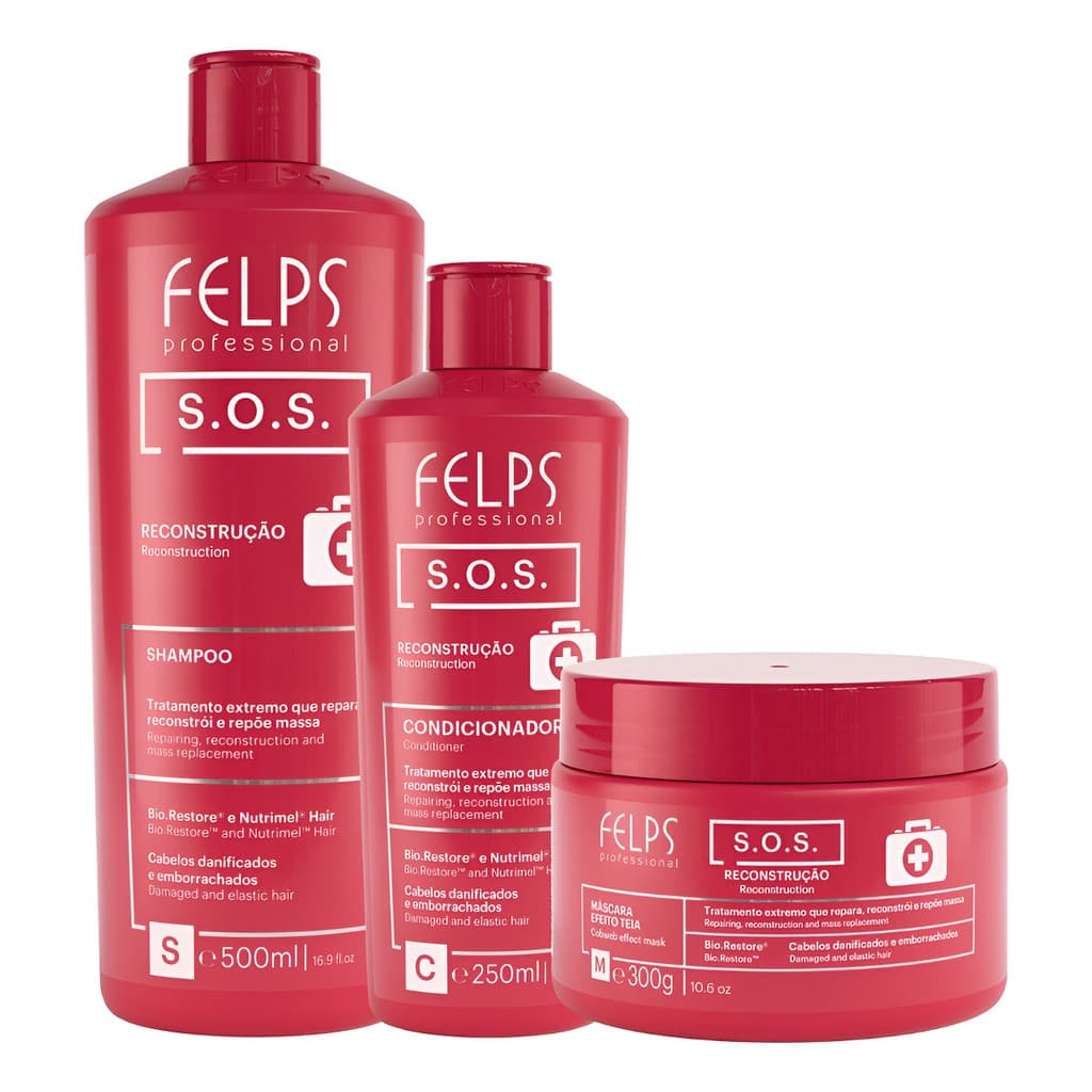 Felps Kit Sos - Shampoo 500ml + Cond 250ml + Máscara 300g