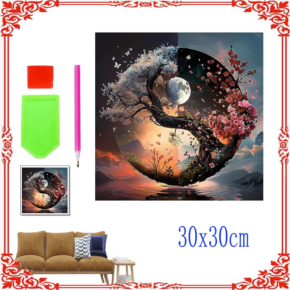 conjunto de pintura com diamantes 5d pintura com diamantes yin-yang