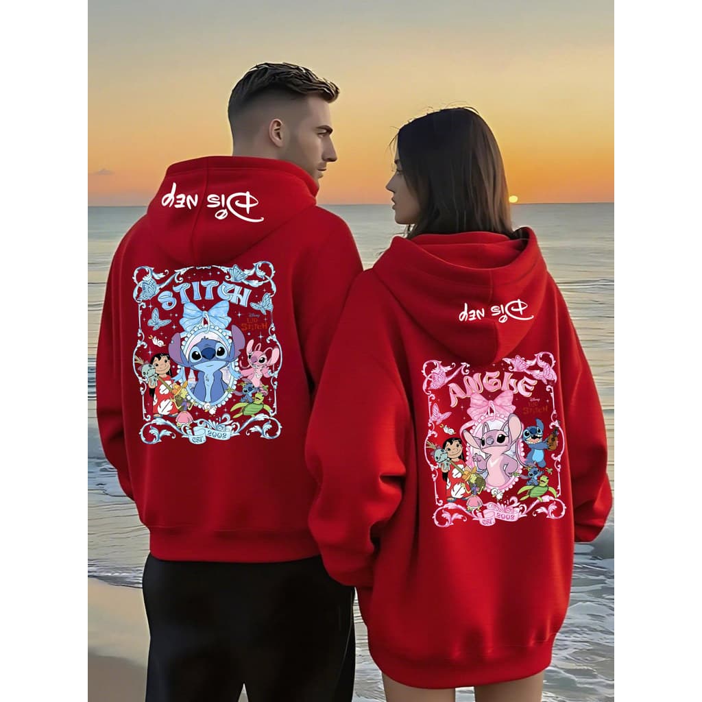 Conjunto Moletom Unissex 002 Estampa Stitch & Angel, Moletom Casual de Inverno, Promoção Envio Rápido