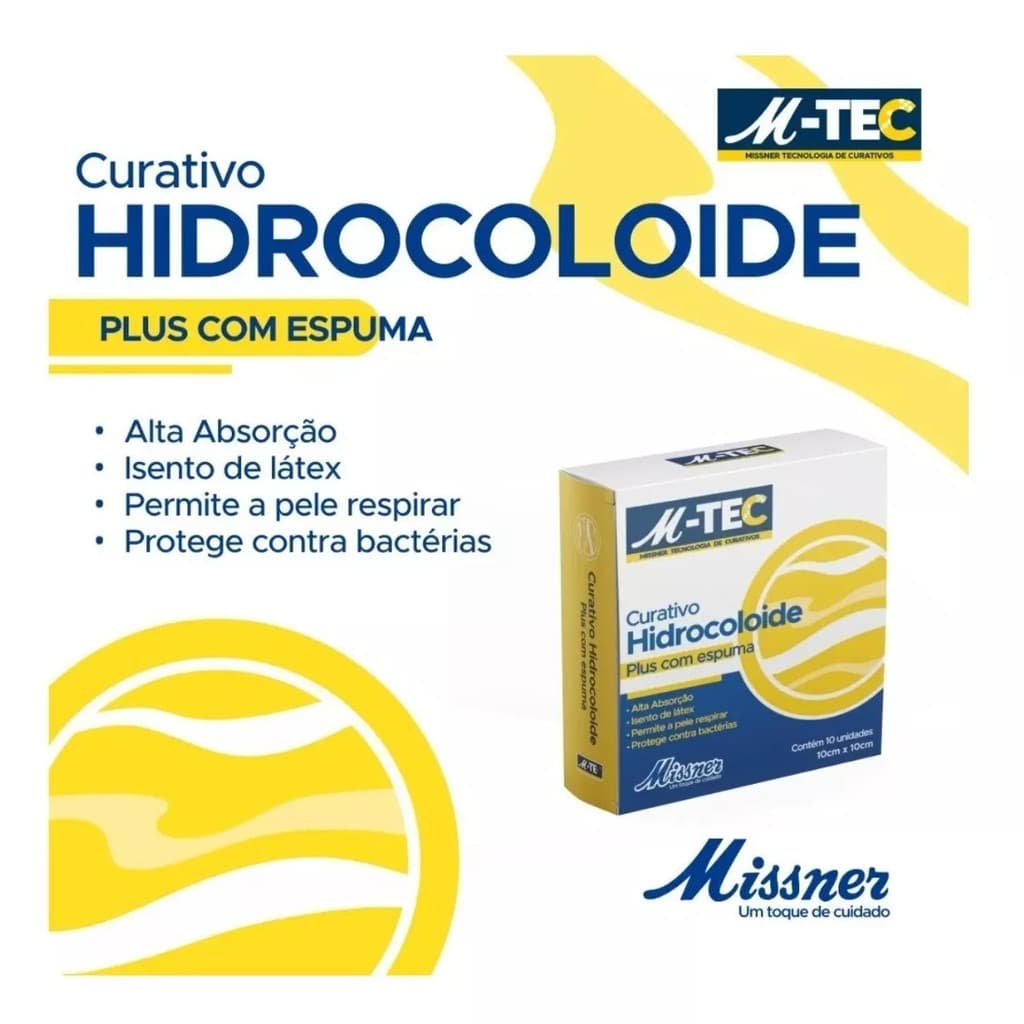 KIT C/3 Curativo Hidrocoloide C/ Espuma M-tec 10x10 Missner