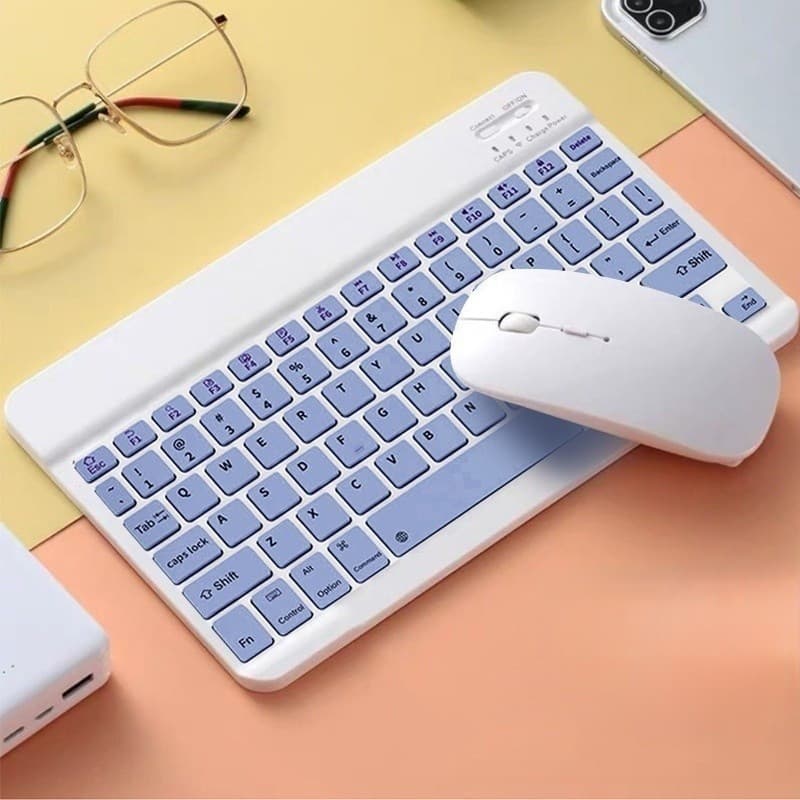 Teclado e mouse bluetooth para ipad telefone tablet fino mini teclado sem fio para android ios windows VOLTIK