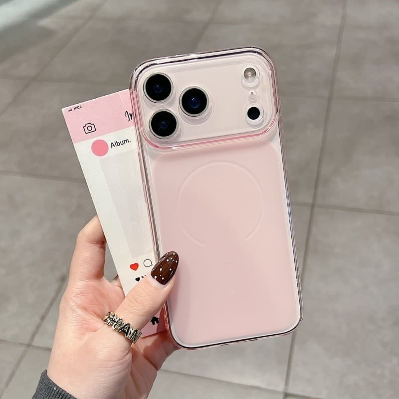 a Janela Panorâmica Ultrafina Se Transforma Instantaneamente Em Uma Capa De Telefone 17 Rosa Pêssego , Adequada Para iPh