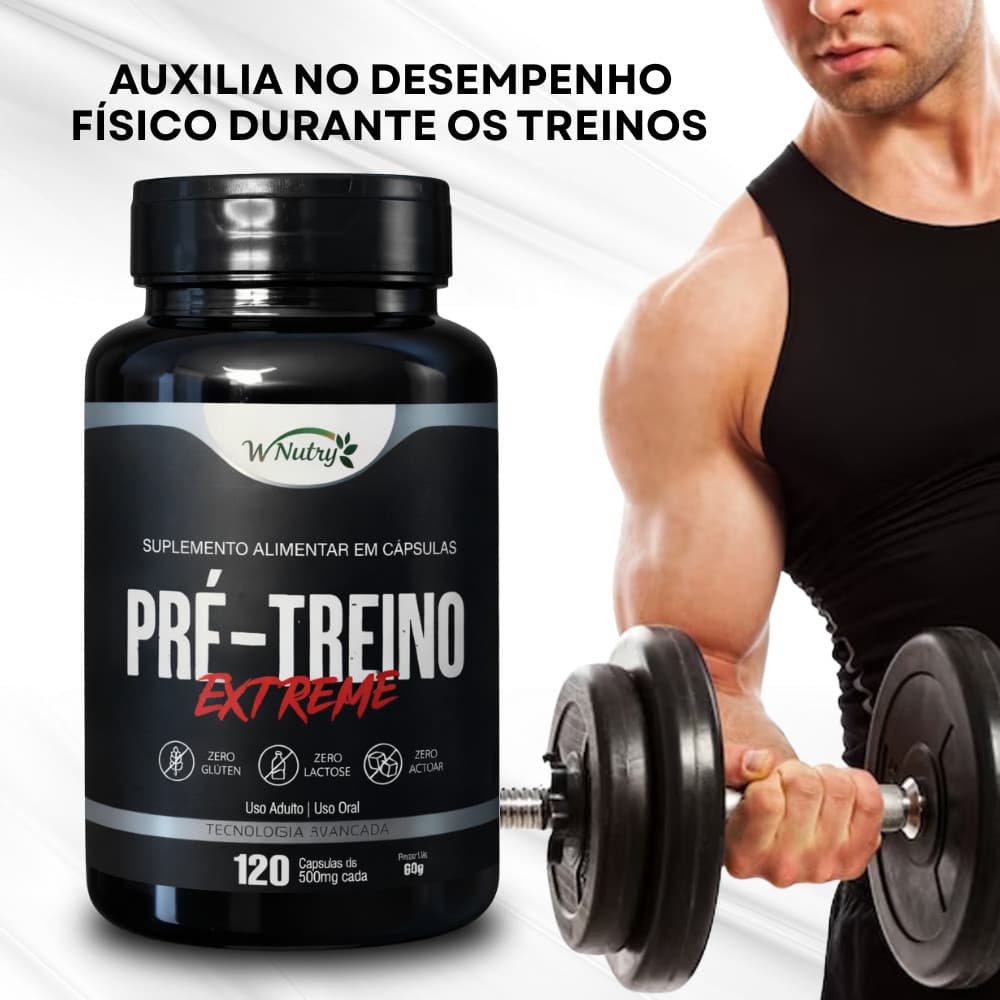Pré Treino Natural em Cápsulas com 120 Cápsulas | Envio Imediato - WNutry