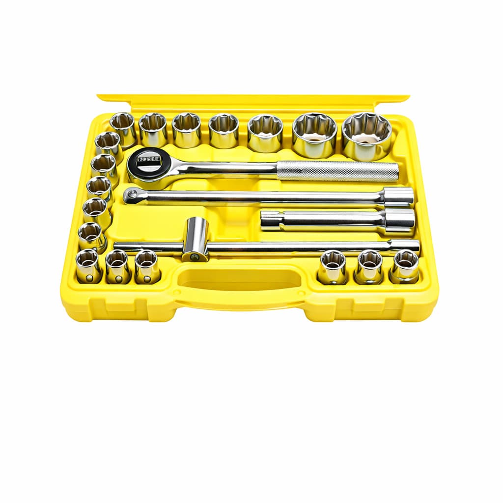 Jogo Kit Soquetes 1/2 Pol 8 a 32mm Chave Catraca Reversível 22 Peças Ferramentas Manuais com Maleta fushang