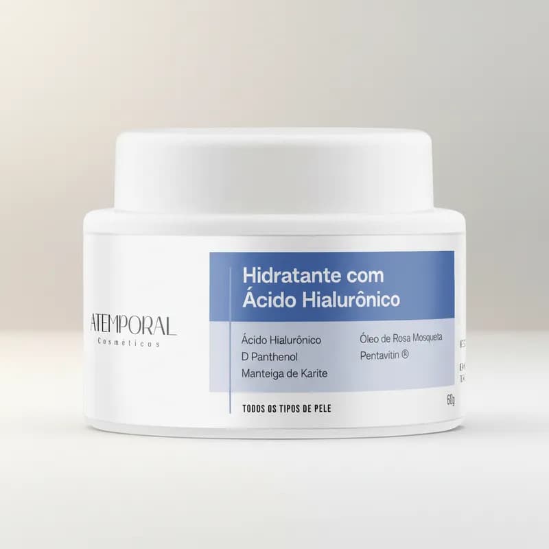 Hidratante Facial Anti Idade Ácido Hialurônico Rosa Mosqueta Anti Rugas Atemporal 60g