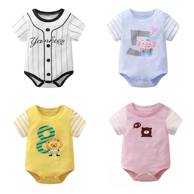 Macacão de bebê roupas de verão estilo fino bebê menina triângulo macacão de manga curta menino recém-nascido macacão de