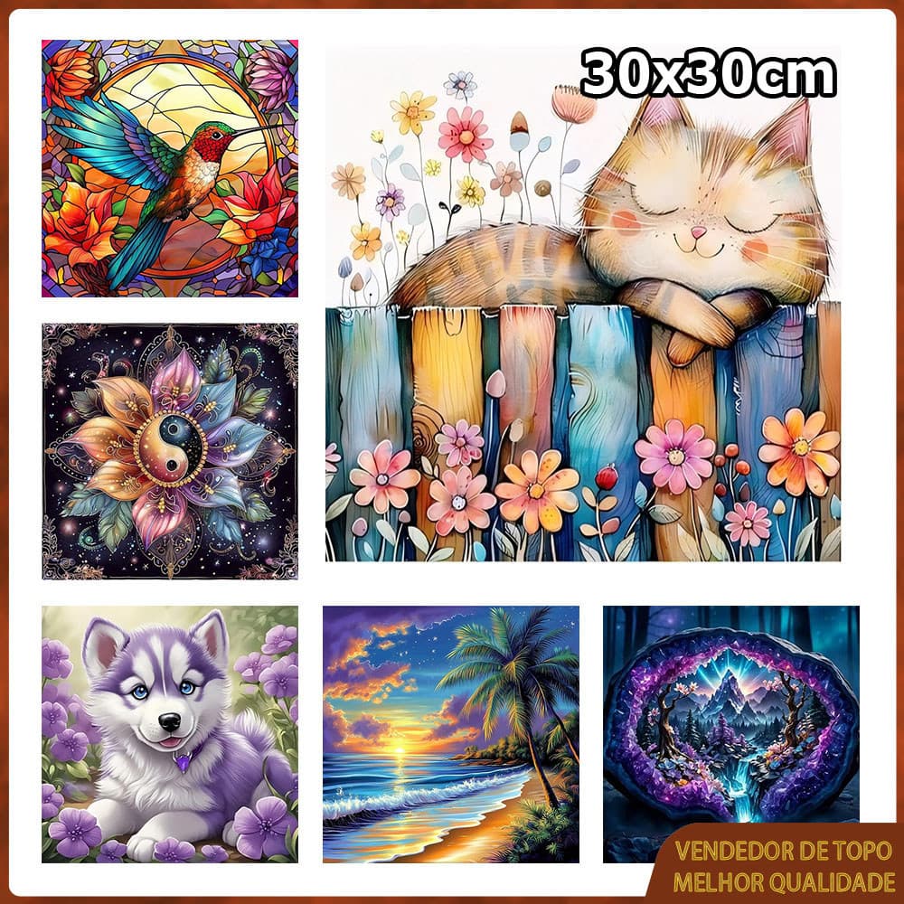 Pintura com diamantes 5D pintura com pontos de diamantes quadrados pintura com arte em diamantes 30x30cm