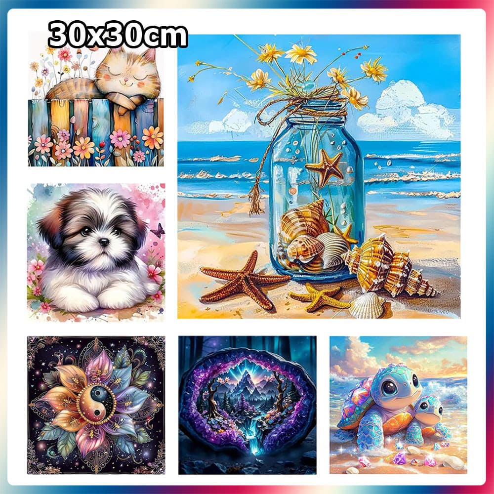 Pintura Diamante 5D Presente para Decoração de Parede Pintura Diamante Quadrada Pintura Artesanal DIY 30x30cm