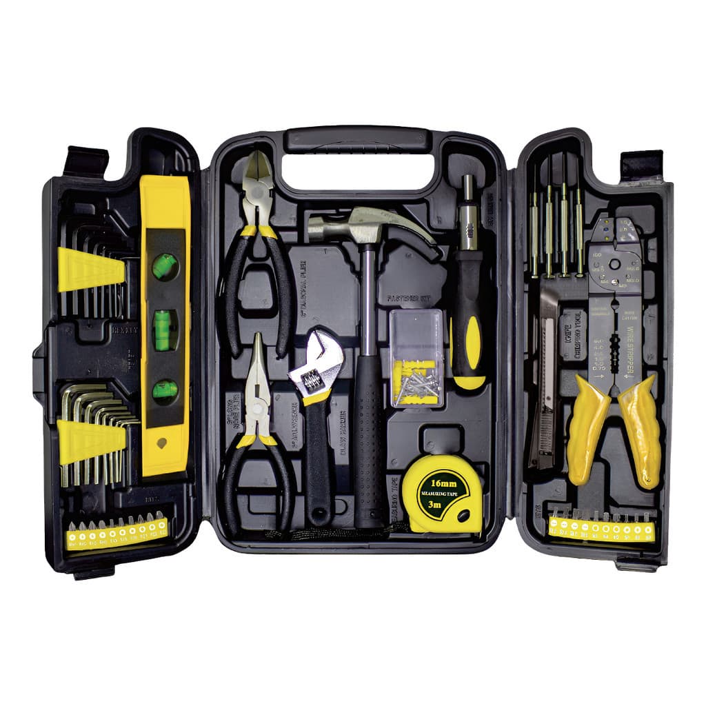 Kit Jogo De Ferramentas 129 Peças Completo Chaves Alicates MULTIUSO PORTATIL Trena Nível