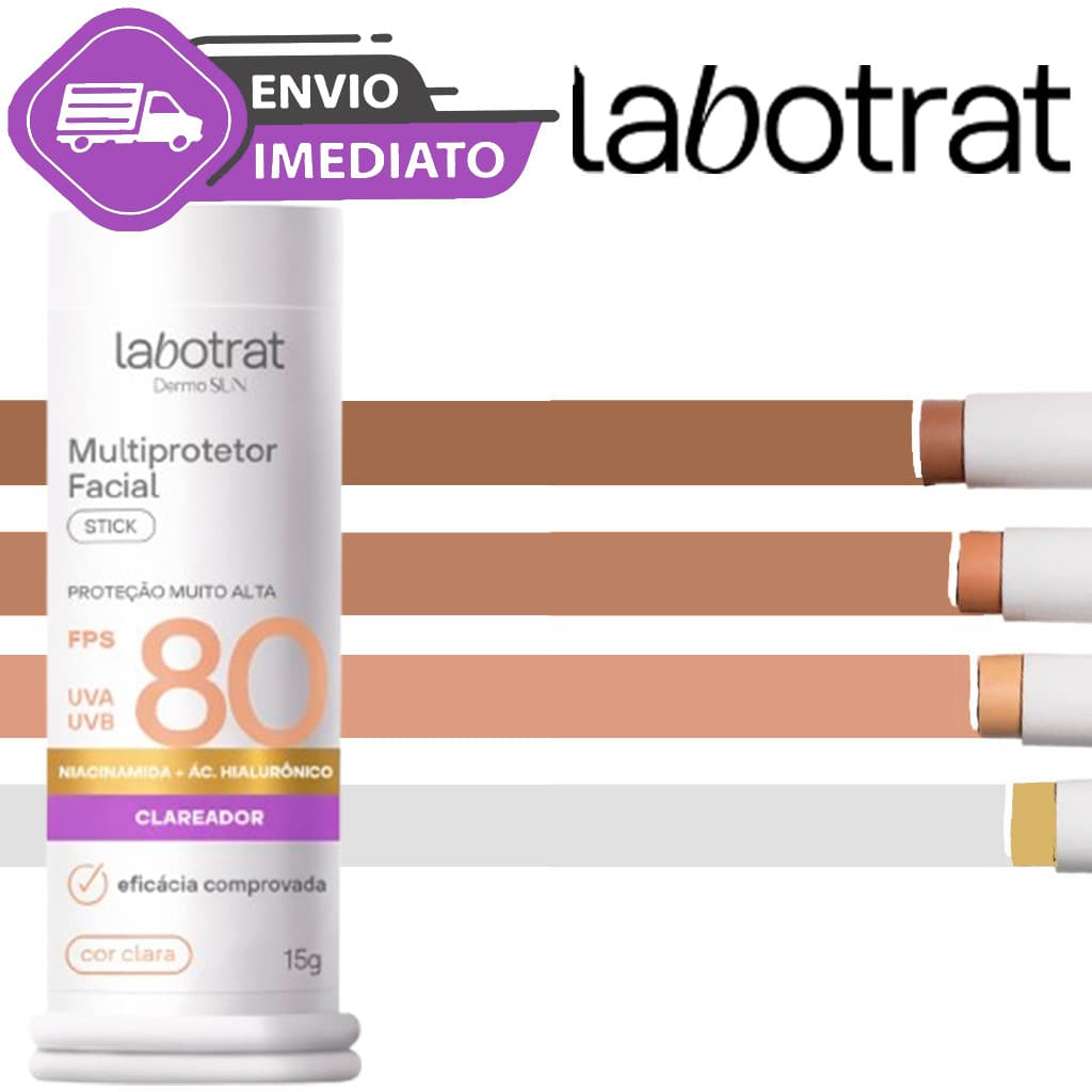 Protetor Solar Facial Clareador Com Base Stick Bastão Efeito Matte 15g FPS80 Labotrat Envio Imediato
