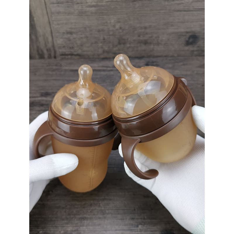 Bebê especial grau alimentício Silicone garrafa de bebê 150ml 250ml com alça bola de gravidade palha bebê Anti-cólica