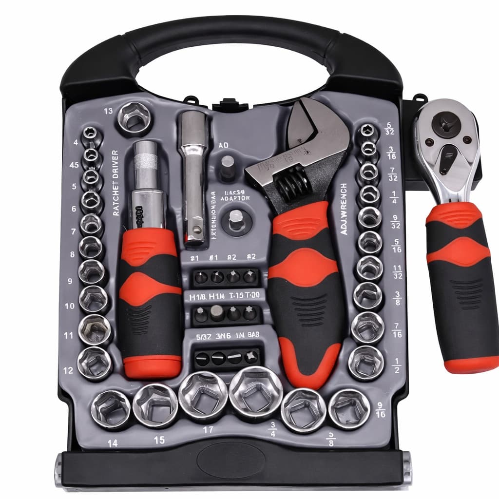 Kit Ferramentas 45 Peças Completo com Catraca Reversível, Soquetes e Bits em Estojo Organizador | Ideal para Reparos