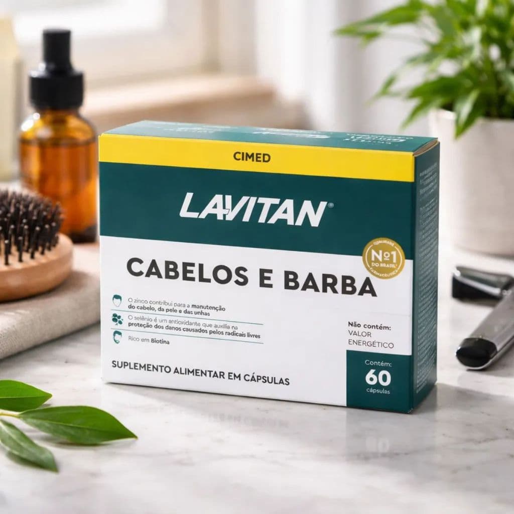 Vitamina Cabelo Barba Homem Lavitan 60 Capsula Com Biotina + Vitamina B6 + Zinco e Selênio - Cimed